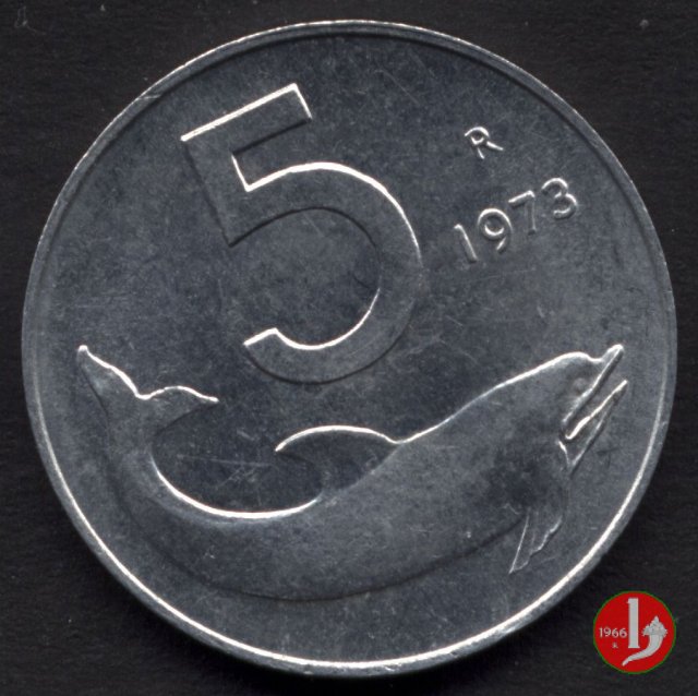 5 lire delfino 1973 (Roma)