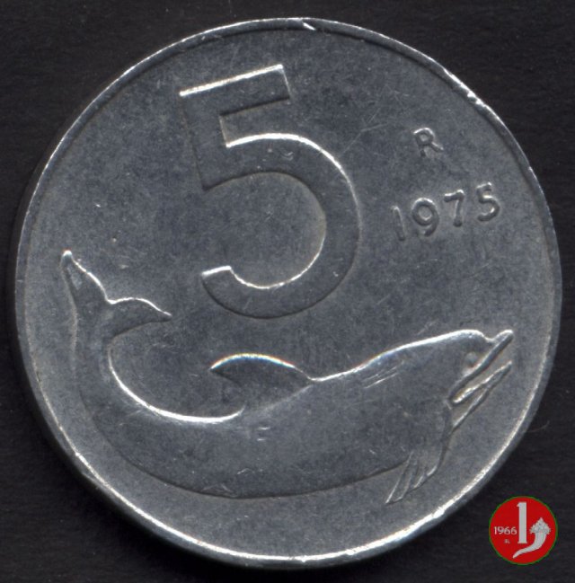 5 lire delfino 1975 (Roma)