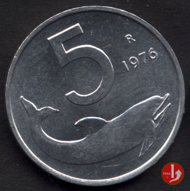 5 lire delfino 1976 (Roma)