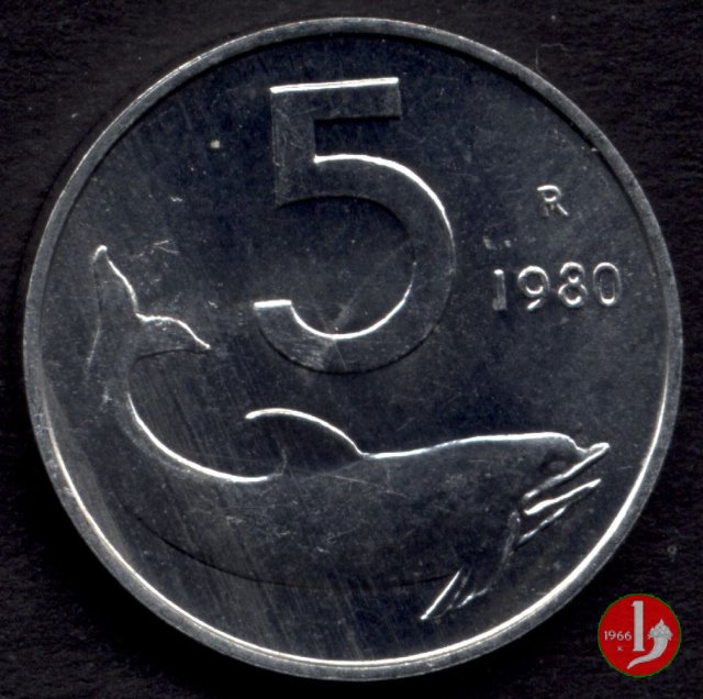 5 lire delfino 1980 (Roma)