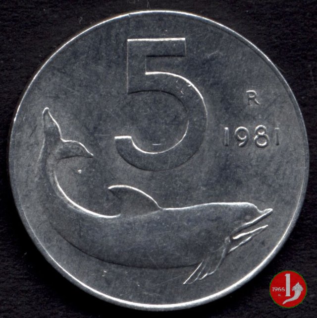 5 lire delfino 1981 (Roma)