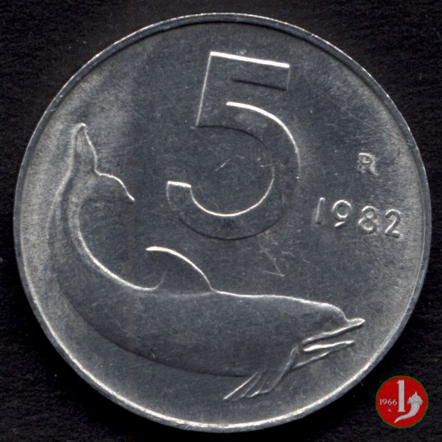 5 lire delfino 1982 (Roma)