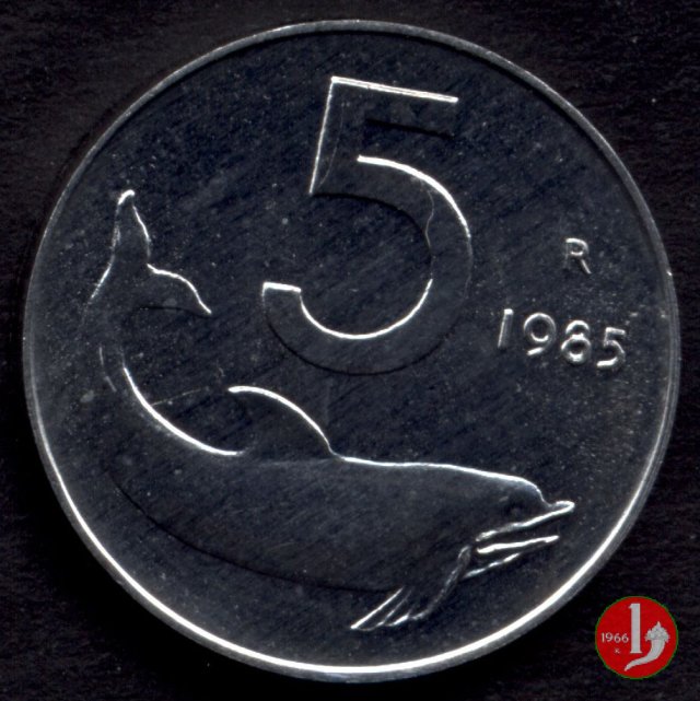 5 lire delfino 1985 (Roma)