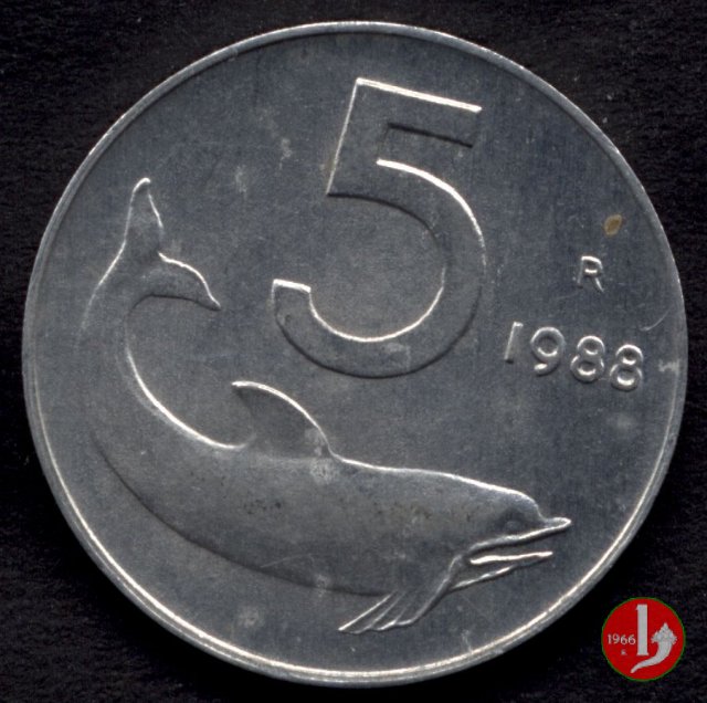 5 lire delfino 1988 (Roma)