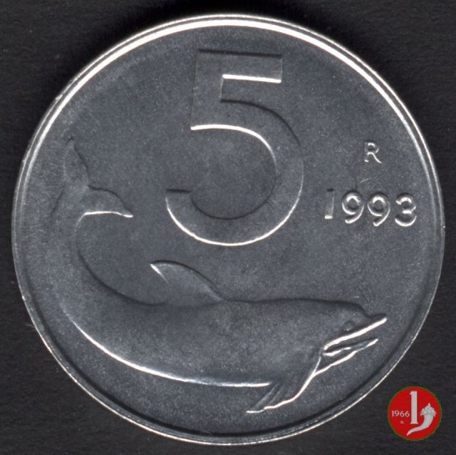 5 lire delfino 1993 (Roma)