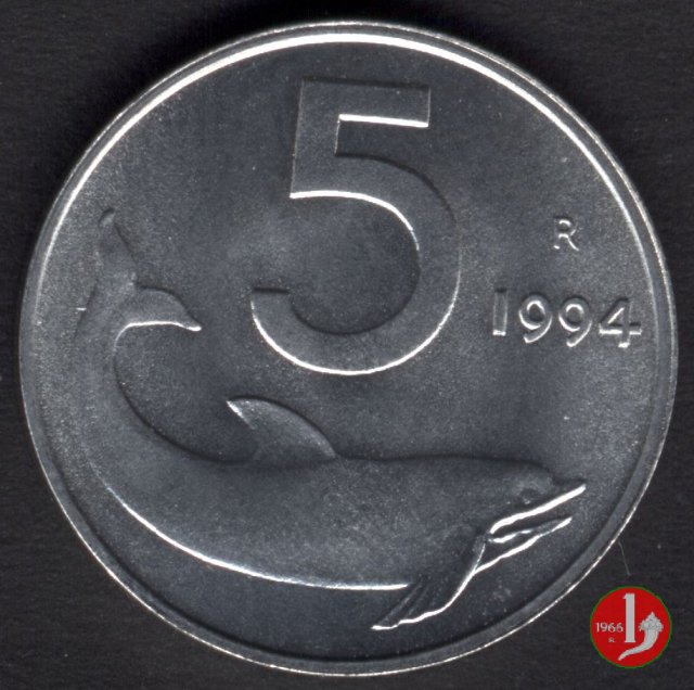 5 lire delfino 1994 (Roma)