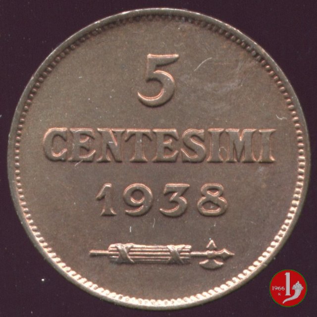 5 centesimi 1938 (Roma)