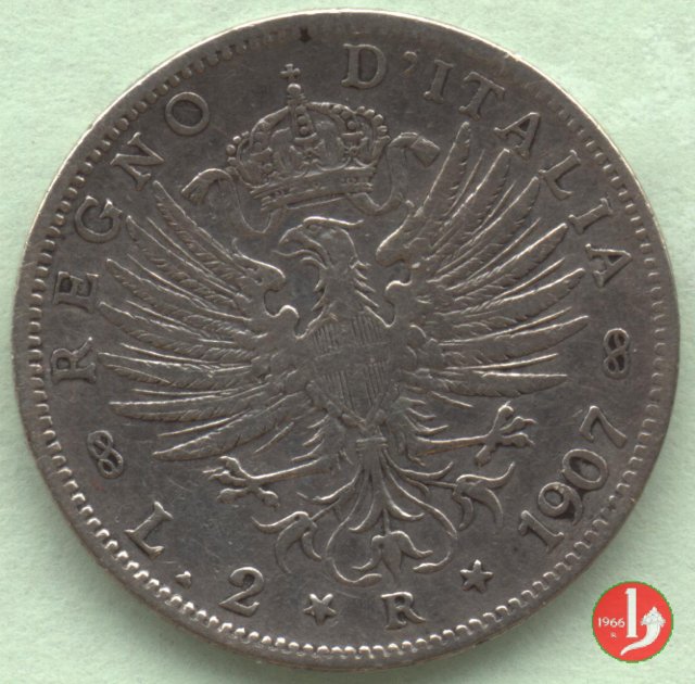 2 lire aquila sabauda 1907 (Roma)