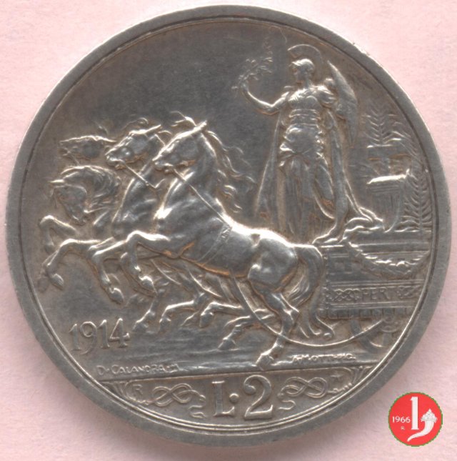 2 lire quadriga briosa 1914 (Roma)