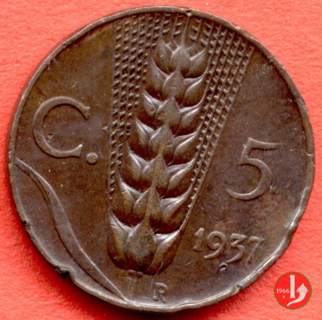 5 centesimi spiga 1937 (Roma)