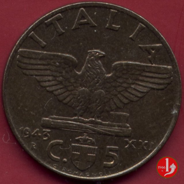 5 centesimi impero bronzital 1943 (Roma)