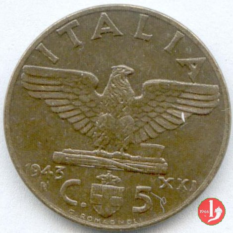 5 centesimi impero bronzital 1943 (Roma)