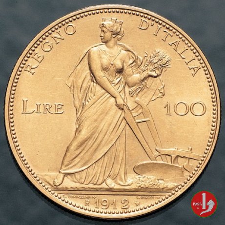 100 lire d'oro aratrice 1912 (Roma)