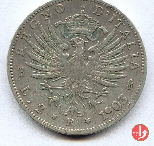 2 lire aquila sabauda 1903 (Roma)