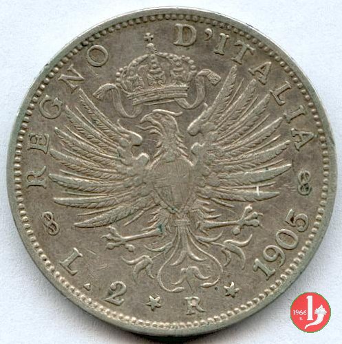 2 lire aquila sabauda 1905 (Roma)