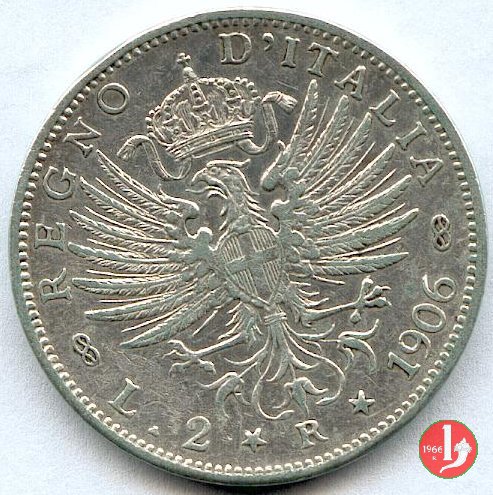 2 lire aquila sabauda 1906 (Roma)