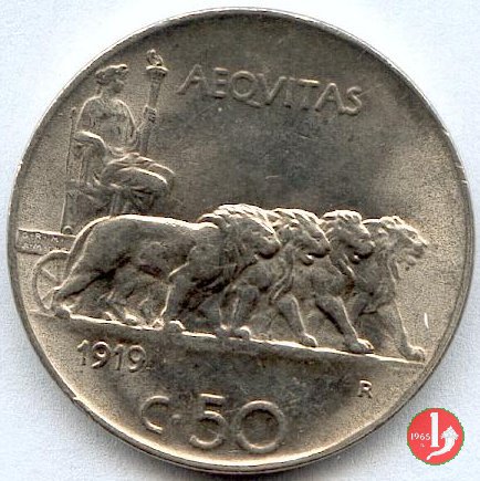 50 centesimi leoni 1919 (Roma)