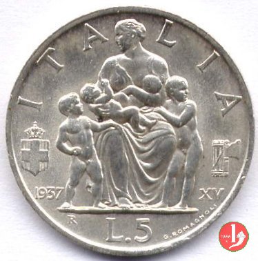 5 lire famiglia 1937 (Roma)