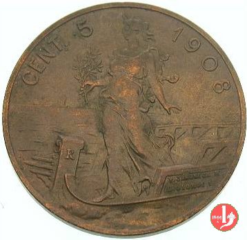 5 centesimi prora 1908 (Roma)