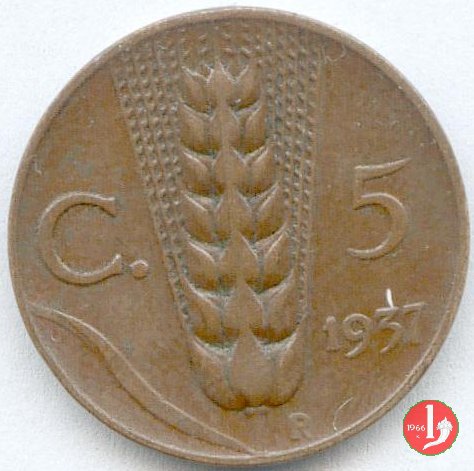 5 centesimi spiga 1937 (Roma)