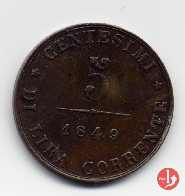 5 centesimi di lira corrente 1849 (Venezia)